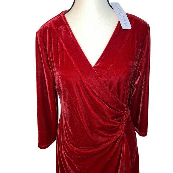 Soft Surroundings Velvet Hyannis Red Dress Surplice Holiday Skirt NWT Size M - Picture 10 of 11